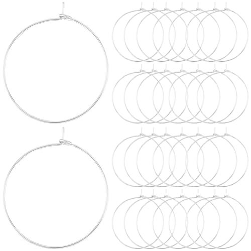 Beebeecraft 1 Box Mit 100 Creolen 316 runden Ösen Aus Edelstahl Weinglas Charm Ringe Zum Perlenauffädeln Schmuckherstellung 30mm von Beebeecraft