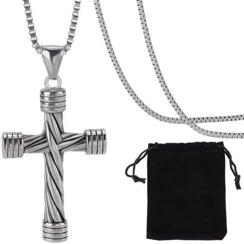 Beebeecraft 1 Box Mit 2 Kreuz Halsketten Aus Silbernem Metall 316 chirurgischem Edelstahl Vintage Kruzifix Kreuze In Form Kleiner Charms Anhänger Kubanische Kette Halsketten Bastelsets Für Schmuck von Beebeecraft