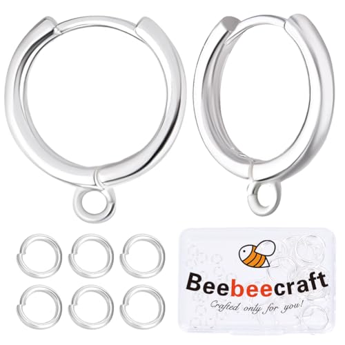 Beebeecraft 1 Box 20 Stück Creolen Huggie Ohrhaken 925 Sterlingsilber französische Creolen Runde Leverback Ohrring Beschläge Mit Offenen Biegeringen Zur Schmuckherstellung Ohrringzubehör DIY Basteln von Beebeecraft