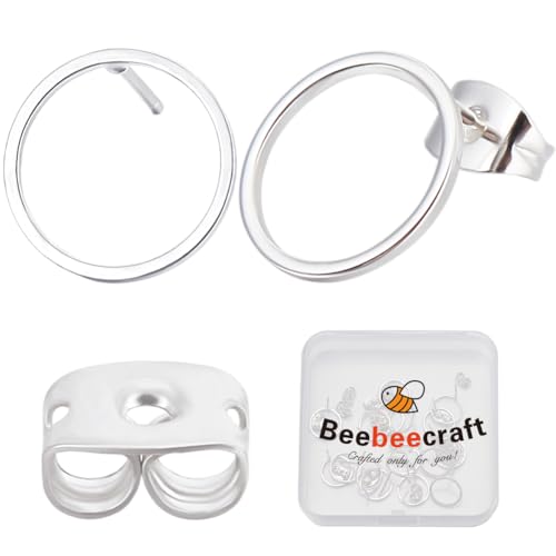 Beebeecraft 1 Box Mit 20 runden Ohrsteckern 925 Ohrstecker Aus Sterlingsilber Mit Schmetterlings Ohrmuttern Geometrische Einfache Runde Ohrstecker Beschläge Für Die Schmuckherstellung DIY von Beebeecraft