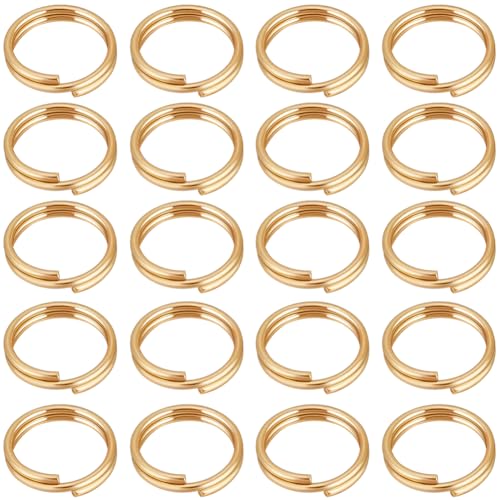 Beebeecraft 1 Box Mit 200 Stück Biegeringen Mit Doppelschlaufe 18 Karat Vergoldet 304 Edelstahl 6mm Offene Biegeringe Geteilte Runde Ringe Für DIY Armbänder Halsketten Schlüsselanhänger von Beebeecraft