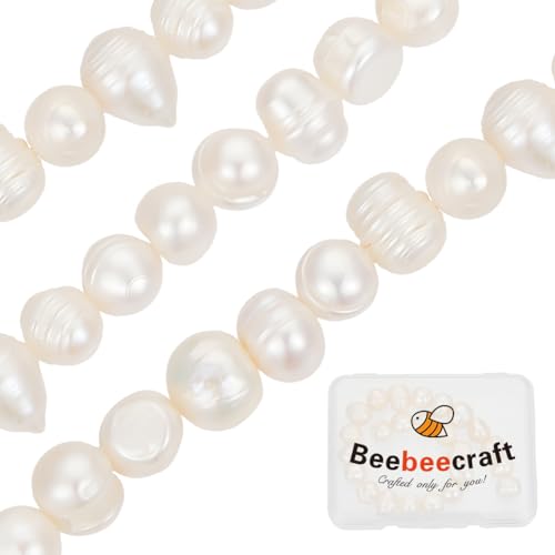 Beebeecraft 1 Box Mit 24 Stück Natürlichen Süßwasserperlen Runde Kartoffelscheiben Weiße Lose Zuchtperlen Für Die Schmuckherstellung Armbänder Halsketten Kunsthandwerk von Beebeecraft