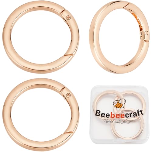 Beebeecraft 1 Box Mit 3 O Ringen Aus Goldener Metalllegierung Flacher Auslöser Runde Haken Karabiner Ersatz Verlängerungsschnalle Feder Schnappclip Ring Für Taschen Handtaschen Schlüssel von Beebeecraft