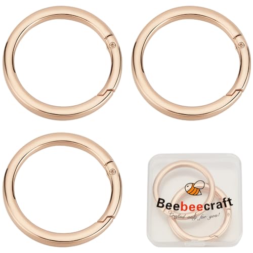 Beebeecraft 1 Box Mit 3 Stück Federtorringe 48mm O Ringe Karabinerverschluss Goldfarben Druckknopfclips Schnallen Für Geldbörse Schlüsselanhänger Handtaschen Riemenhaken von Beebeecraft