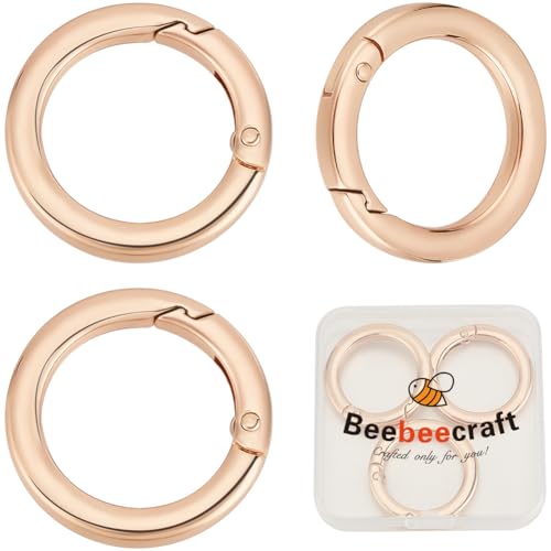 Beebeecraft 1 Box Mit 3 goldenen O Ringen Aus Metalllegierung Flacher Auslöser Runde Haken Karabiner Ersatz Verlängerungsschnalle Federclip Geldbörsenring Für Taschen Handtaschen Schlüssel von Beebeecraft