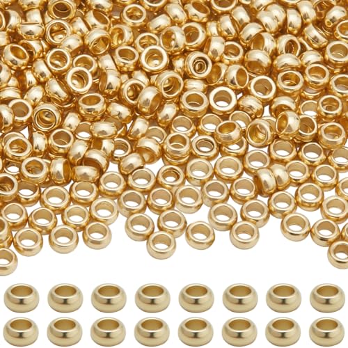 Beebeecraft 1 Box Mit 500 Quetschperlen 18 Karat Vergoldet 316 lose Abstandshalter Aus Edelstahl Crimprohr Abstandshalter Kordel Endkappen Für Die DIY Schmuckherstellung (Loch: 1 mm) von Beebeecraft