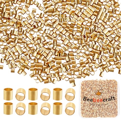 Beebeecraft 1 Box Mit 5000 Stück Crimpperlen Messingröhren Quetschperlen Großpackung Mit 2mm Durchmesser Silberne Säulenstopper Endkappen Abstandsperlen Crimpzange Für Armbänder Halsketten von Beebeecraft