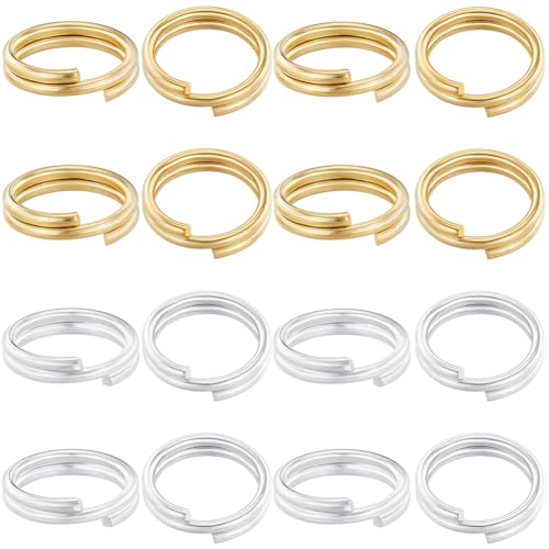 Beebeecraft 1 Box Mit 80 geteilten Biegeringen 8 mm 24 Karat Gold Und 925 Sterling Silber Plattiert Doppelschlaufenringe Für Schmuck Halsketten Armbänder Ohrringe Und Kunsthandwerk von Beebeecraft