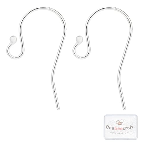 Beebeecraft 10 Paar 925 Sterling Silber Ball Dot Fisch Ohrhaken Französische Kugel Ende Ohrhaken Für Drop Dangle Ohrring Zubehör DIY Schmuckherstellung (21 Gauge) von Beebeecraft