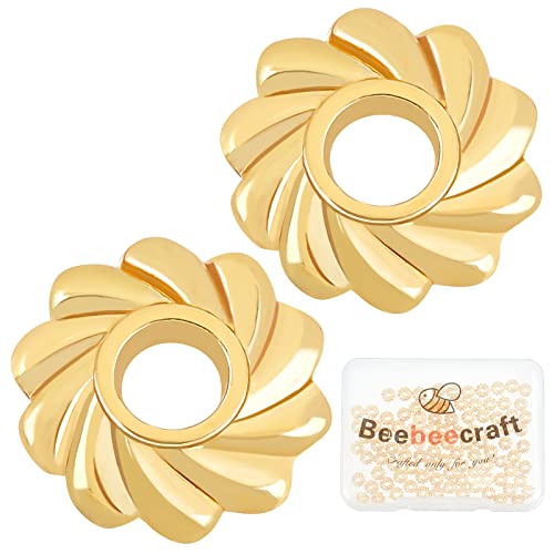 Beebeecraft 100 Stück 18 Karat Vergoldete Abstandsperlen Flache Runde Blumenscheibe Lose Schmuckherstellungsperlen Für Armband-Halsketten-Handwerk von Beebeecraft