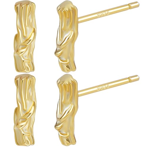 Beebeecraft 10x3mm Goldener Bambus Ohrstecker 925 Hip Pop Bar Ohrringe Aus Sterlingsilber Für Tragus Knorpel Piercing Schmuck von Beebeecraft