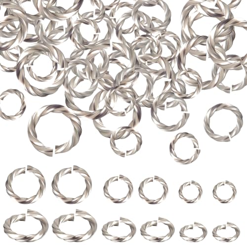 Beebeecraft 150 Stück 6/8/10 mm gedrehte Binderinge aus Edelstahl, bunt, offen, einzelne Schlaufe, kleine Kreise, Schlüsselanhänger, Verbindungsringe für Armband, Halskette, Schmuckherstellung von Beebeecraft