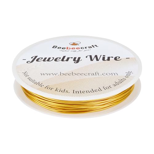 Beebeecraft 18 Gauge Gold Wickeldraht Echtes 18K Vergoldetes Messing 32.81 Fuß Anlaufbeständiger Perlendraht Für Die Schmuckherstellung Kranz Blumen von Beebeecraft