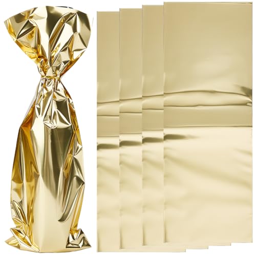 Beebeecraft 20 Stück Weinflaschen Geschenktüten Goldmetallic Weinbeutel Geschenkpapier Mit 20 Stück Bändern Reflektierende Beutel Aus Polypropylenfolie Für Weinflaschen Funkelnder Look Weihnachts von Beebeecraft