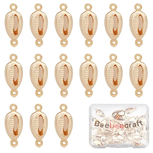 Beebeecraft 30 Stück/Box Muschel-Anhänger-Glieder, 18 Karat Vergoldet, Ozean-Kaurimuschel-Verbindungsstücke Für Armbänder, Halsketten, Schmuckherstellung, Heimdekoration von Beebeecraft