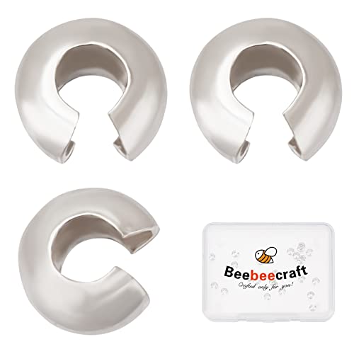 Beebeecraft 30 Stück 925 Quetschperlen Abdeckungen Aus Sterlingsilber Halbrunde Offene Quetschperlen 3 mm Knoten Abdeckkappen Für DIY Schmuckherstellung von Beebeecraft