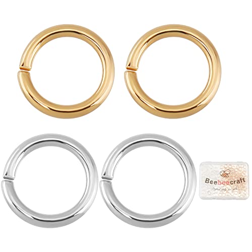 Beebeecraft 300 Stück 2 Farben 5 mm Offene Biegeringe 18K Gold & Sterling Silber Überzogene Schmuckherstellung Biegeringe Für Schlüsselanhänger Halskette Armband Reparatur von Beebeecraft