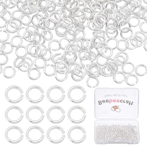 Beebeecraft 300 Stück 4 mm Offene Biegeringe, 925 Stück Sterling-Silber-Plattiertes Messing, Schmuckherstellung, Reparatur von Biegering-Beschlägen Mit Aufbewahrungsbox Für DIY-Ohrringe, Armbänder von Beebeecraft