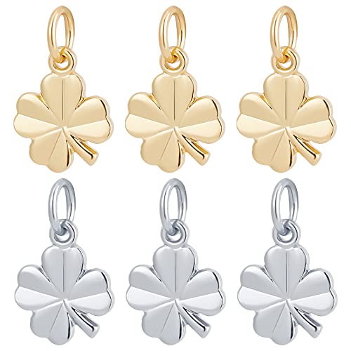 Beebeecraft 40 Stück 2 Farben Vierblättriges Kleeblatt Charms 18K Gold & Platiniertes Messing St. Patrick's Day Shamrock Glücksanhänger Mit Biegering Für Halskette Armband Ohrringe von Beebeecraft