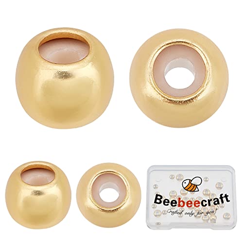 Beebeecraft 40 Stück 6 mm 4 mm Stopperperlen 18 Karat Vergoldete Schiebeperlen Einsatz Gummi Stopper Positionierung Distanzperlen Für Die DIY-Schmuckherstellung von Beebeecraft