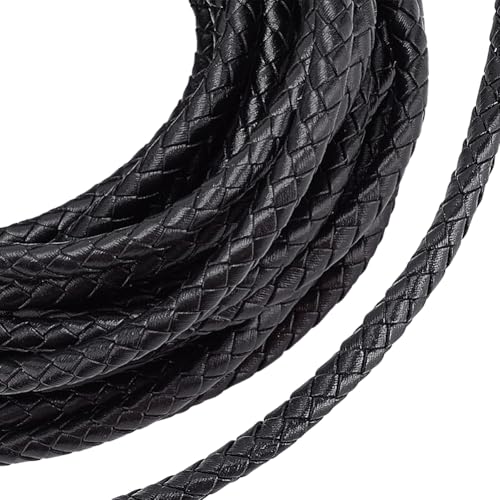 Beebeecraft 5.47 Yards 5mm Geflochtene Lederschnur Schwarz Vintage Bolo Tie Cord Seil Für Schmuckherstellung Halskette Perlen Armband Handwerk DIY von Beebeecraft