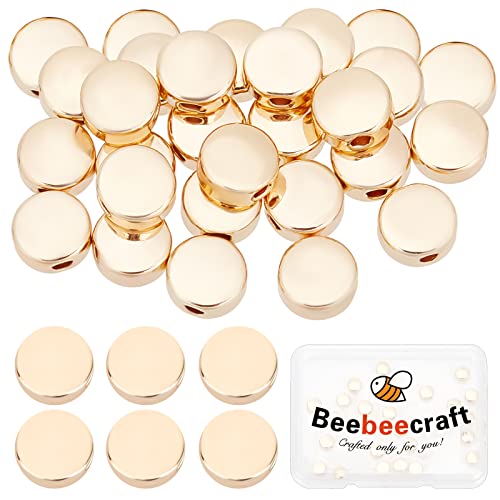 Beebeecraft 50 Stück/Box 18 Karat Vergoldete Flache Runde Zwischenperlen 5x3 mm Kleine Münzscheibe Lose Perlen Für Armbänder Halsketten Schmuckherstellung Loch: 1 mm von Beebeecraft