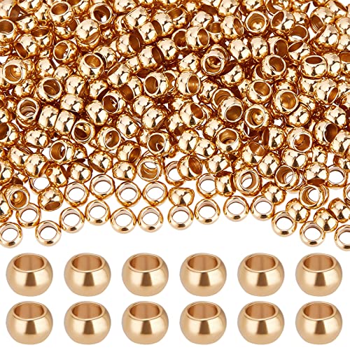 Beebeecraft 500 Stück/Box Gold Quetschperlen 24 Karat Vergoldeter Edelstahl Quetschhülse Abstandshalter Schnur Endkappen Für Ohrring-Halskette 3x2 mm Bohrung: 1.8 mm von Beebeecraft