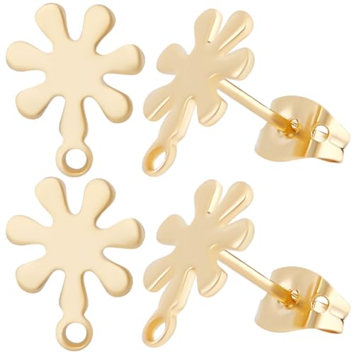 Beebeecraft 60 Stück Ohrstecker Zubehör 18 Karat Vergoldetes Messing Blumen Ohrringpfosten Mit Öse Und 60 Stück Schmetterlings Ohrrückseite Für Die Herstellung von DIY Ohrringen Und Schmuck Muttertag von Beebeecraft