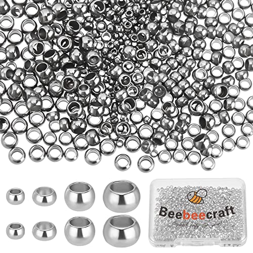 Beebeecraft 800 Stück/Box 4 Größen Crimp Tube Perlen Edelstahl Crimp Tube Spacer Silber Schnur Endkappen Lose Stopper Perlen Für Ohrring Halskette von Beebeecraft