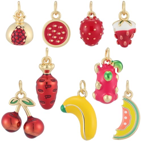 Beebeecraft 9 Stück 9 Stile Mixed Fruit Charm 16K Vergoldet Anhänger Melone Drachenfrucht Banane Erdbeere Karotte Granatapfel Kirsche Emaille Charm Schmuck Herstellung Halskette Armband Ohrringe Beebeecraft 9 Stück 9 Stile Mixed Fruit Charm 16K Vergoldet Anhänger Melone Drachenfrucht Banane Erdbeere Karotte Granatapfel Kirsche Emaille Charm Schmuck Herstellung Halskette Armband Ohrringe von Beebeecraft