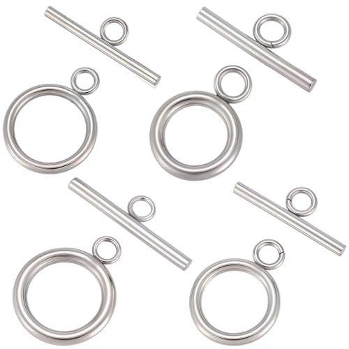Beebeecraft Knebelverschluss aus 304 Edelstahl, OT-T-Stange, Ringverschluss für Armbänder, Halsketten, Schmuckherstellung, 40 Sets Beebeecraft Knebelverschluss aus 304 Edelstahl, OT-T-Stange, Ringverschluss für Armbänder, Halsketten, Schmuckherstellung, 40 Sets von Beebeecraft