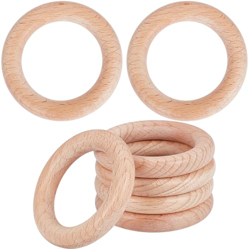 Beebeecraft Runde Holzringe aus natürlichem Buchenholz, unlackiert, glatt, solide Leichtigkeit, kräftige Verbindungsstücke, Kreisring für Schmuckherstellung, Ohrringe, Halsketten, Armbänder, von Beebeecraft