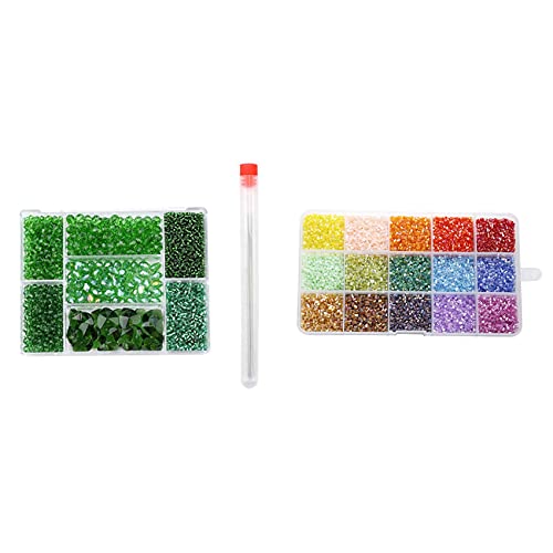 1 Box farbige Röhrenperlen, Kristallglasperlen, DIY-Rocailles-Perlen und 1 Set gemischte Formen, Kristallperlen-Charm-Glasperlen von Beelooom
