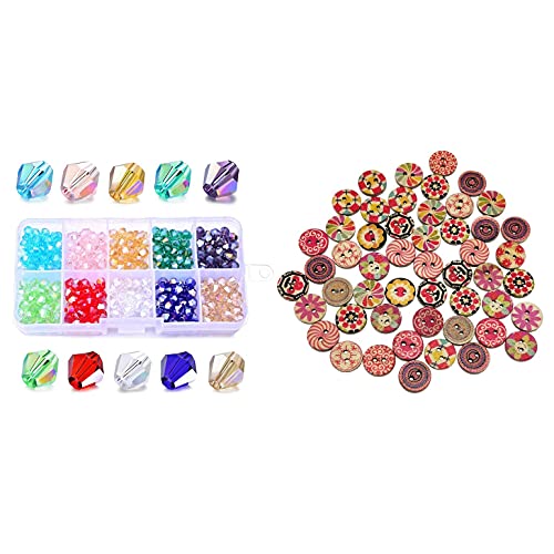 Romantische Schmuck-Kristallglasperlen, Schmuckherstellung mit 100 Stück, 15 mm, runde Holzknöpfe, Farbdruck, Nähen von Beelooom