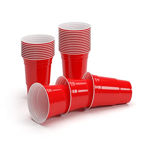 BeerCup Bierpong Becher Set, 50 Bierpong Becher, Red Cups, Bierpong Becher Set Spülmaschinenfest, Partybecher, Wiederverwendbare Beer Pong Becher, Plastikbecher, Beerpongbecher in Rot von BeerCup-Classics