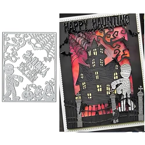 Metall-Stanzschablonen für Halloween, Rahmen für Halloween, Schablonen, Kartenpapier, Bastelarbeiten, Schablonen, Metall-Stanzformen, Album, Prägepapier-Stanzformen für Kartenherstellung, Scrapbooking von BeetirryHu