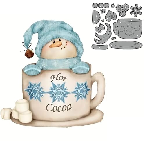 Schneemann Kakao Tasse Metall Stanzformen, Weihnachten Schneemann Tasse Metall Stanzformen Schneiden Schablonen Karte Papier Handwerk DIY Vorlage Metall Stanzformen Album Prägepapier Stanzformen für von BeetirryHu