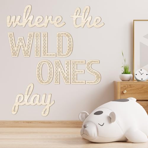 Beeveer Wo die wilden Menschen spielen, Kinderzimmer-Schild, Holz, Spielzimmer-Wanddekoration, Spielzimmer-Schild, Dekoration, Wortspielschild für Spielzimmer, Kinder und Baby, Wandschilder für Jungen von Beeveer