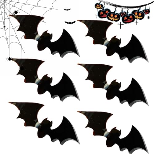 Befeixue Fledermaus-Halloween-Kuchendekorationen,Halloween-Fledermaus-Cupcake-Topper - 3D-Kuchenaufsatz aus schwarzem Acryl in Fledermausform für Halloween | Lebendige dekorative Streichspielzeuge, von Befeixue