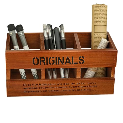 Befeixue Stifthalter aus Holz,Stifthalter aus Holz,Make-up-Organizer mit 3 Fächern, Pinselhalter, Stifthalter - Stiftbehälter-Desktop-Organizer, Stifthalter-Organizer für Schreibtisch, Kommoden von Befeixue