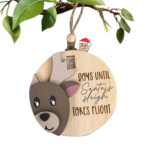 Befeixue Weihnachts-Countdown-Ornamente,Countdown-Weihnachtsbaumschmuck - Verschiebbarer Weihnachtskalender aus Holz 25 Tage - Hübscher Bären-Weihnachtsbaumschmuck für Teenager und Frauen von Befeixue