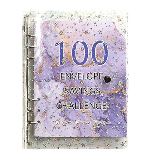 Begchy 100 Briefumschläge Challenge Binder Sparbinder zum Sparen 5050 mit Geldumschlägen für Budgetplanung Lila von Begchy