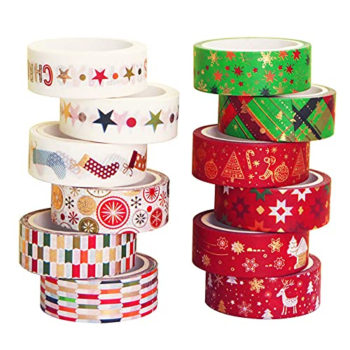 Begchy 12 STÜCKE Weihnachts Schnee Flocke DIY Dekorations Band, Bronzing Sticker und Papier Band Set von Begchy