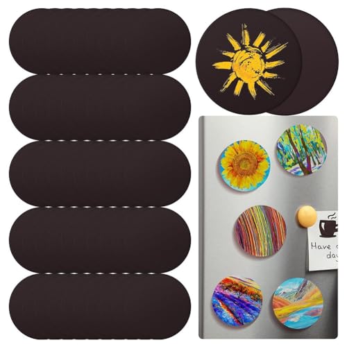 Begchy 50 Stück Magnetische Gemälde auf Leinwand, 7,6 Cm, Kleine Leinwand für Kühlschrank-Aufbewahrungsschränke, Aquarell-Acrylfarben-Kunst von Begchy