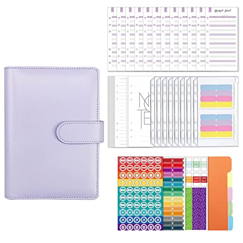 Begchy A6 PU Leder Budget Mappen Abdeckung Mappen mit Spesen Budget Blatt zum AuffüLlen Von Bargeld und Budget Planer Lila von Begchy