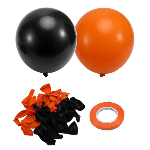 Begchy Orangefarbene und Schwarze Luftballons, Halloween-Luftballons-Set, 67-Teilig, 12 Große, Schwarz-Orangefarbene Latex-Luftballons für die Halloween-Feier von Begchy