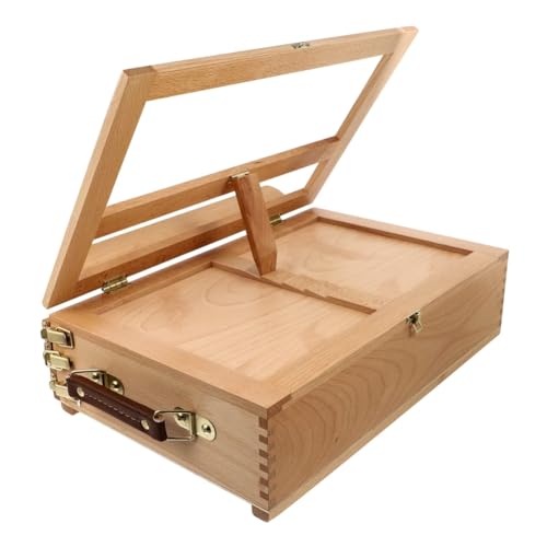 Begchy Schreibtisch-Staffelei aus Holz, handgefertigt, Buchenholz, Tischstaffelei und Holzkunst-Tischbox zum Zeichnen, Malen zur Aufbewahrung von Begchy
