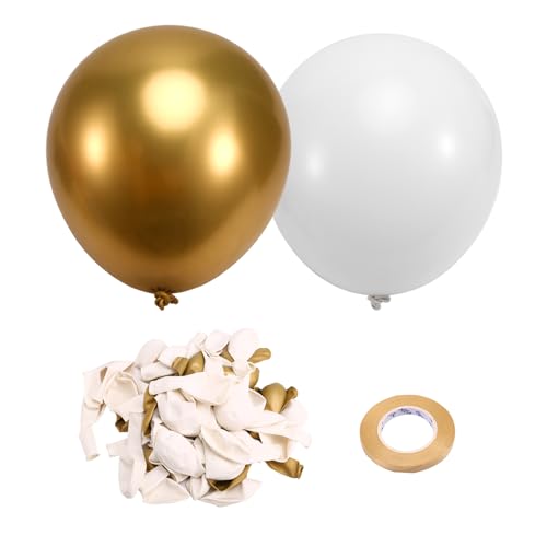 Begchy Weiße und Goldene Latexballons, 67 Stück 12 Große Metallisch-Goldene und Weiße Ballons zum Zusammensein für Geburtstage, Schulabschlüsse und Hochzeiten von Begchy