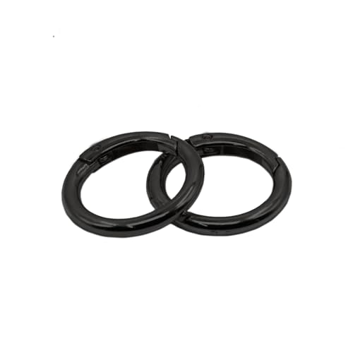 Begino 2 x Feder-O-Ring-Clip für Geldbörsenriemen, 2,5 cm, rund, Schnapp-Clip, Schlüsselanhänger (Gun Black) von Begino