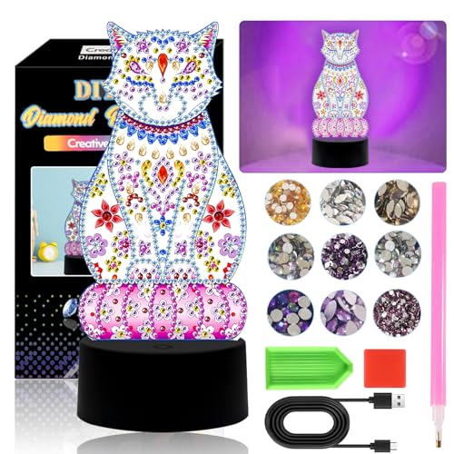 Begonia Nachtlicht für Kinder, 3D Nachtlicht, LED Diamand Painting Lampe, Bastelset Diamond Painting, 3D Nachtlicht Geschenk mit Diamant Stift, Diamond Painting Nachtlicht für Kinder Mädchen von Begonia